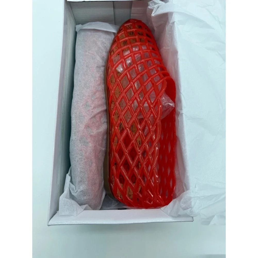 Woven Red Jelly Flats Women Lattice Slip On Summer Shoes Size 7